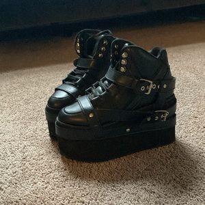 YRU platforms, vegan leather. Black. Brand new condition
